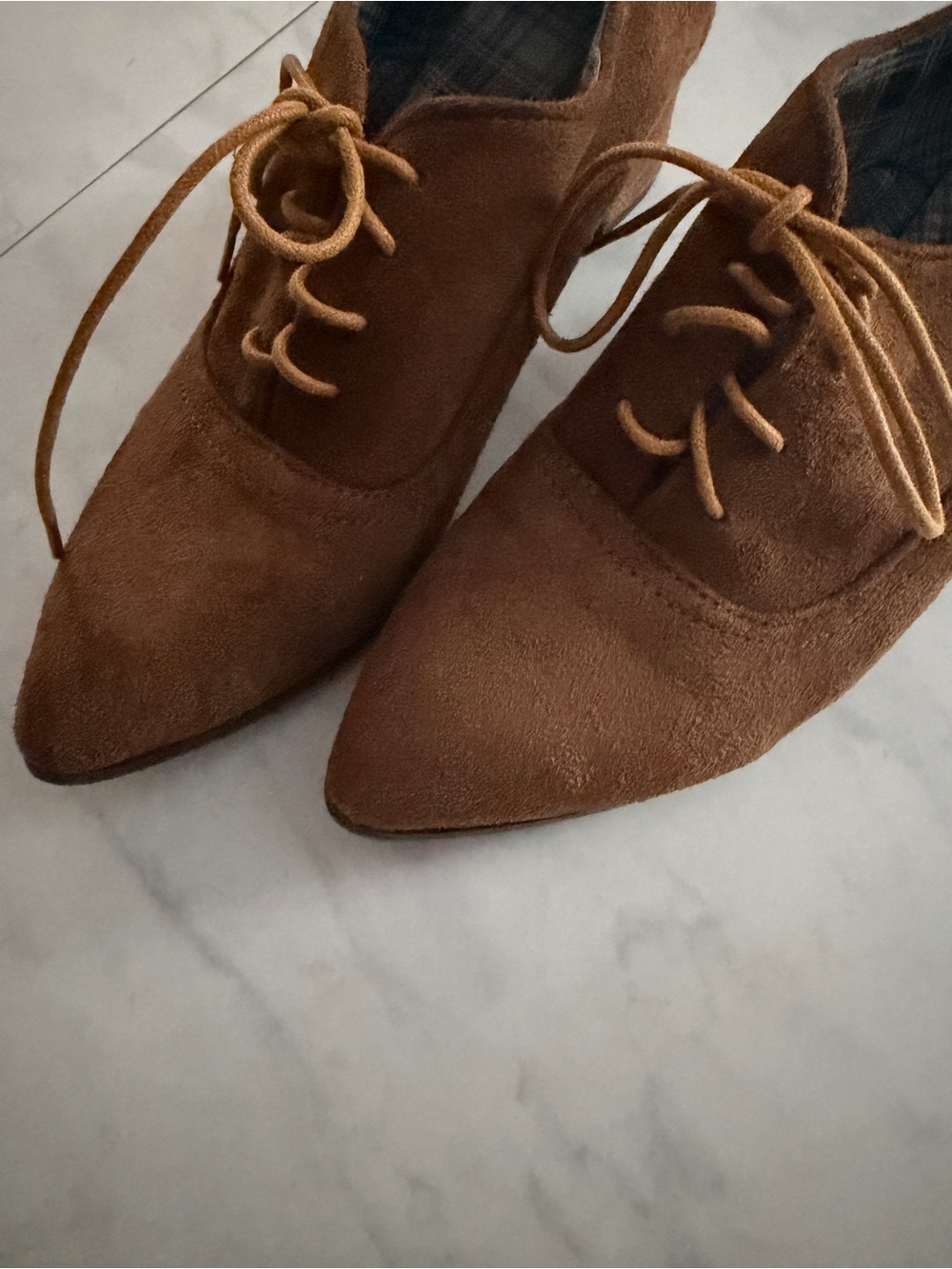 Brown Suede Women's Lace-Up Derby Oxfords
